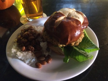 Root 66 Crabcake Burger with Red Beans and Rice