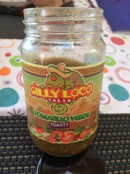 A well used jar of Gilly Loco Salsa